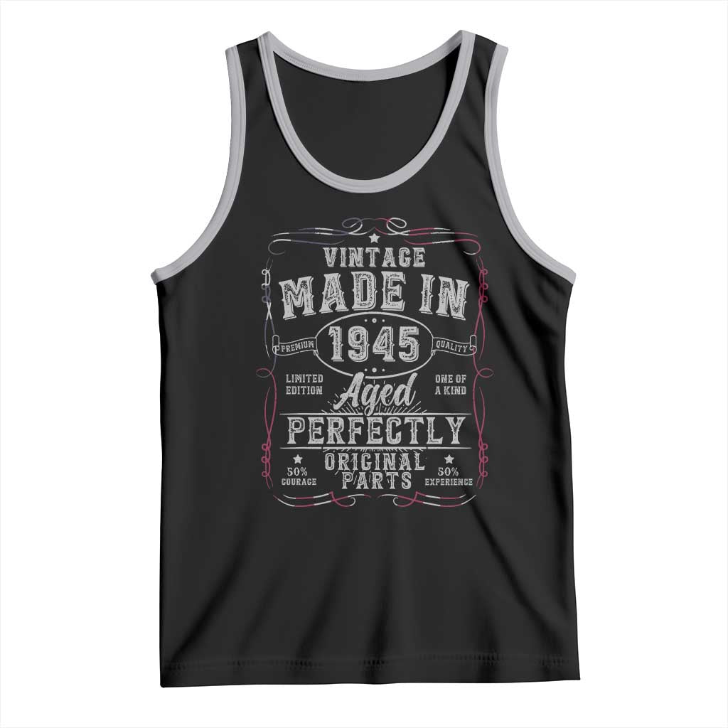 Vintage 1945 Tank Top Aged Perfectly 80th Birthday Gift American Flag TS10 Black Athletic Heather Print Your Wear