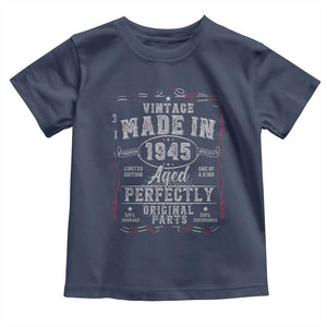 Vintage 1945 Toddler T Shirt Aged Perfectly 80th Birthday Gift American Flag TS10 Navy Print Your Wear