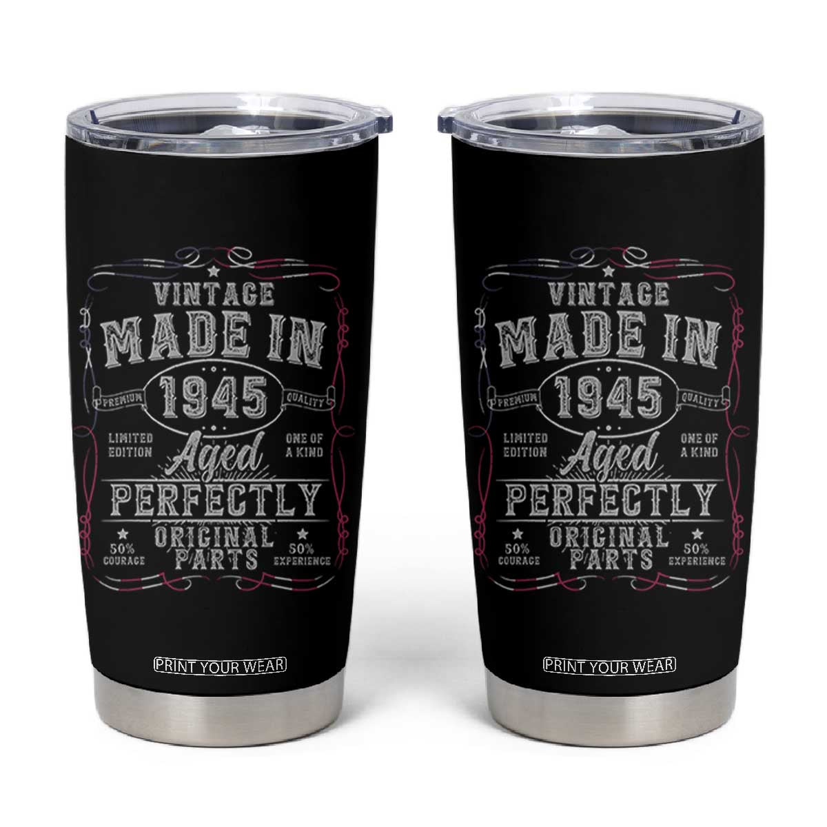 Vintage 1945 Tumbler Cup Aged Perfectly 80th Birthday Gift American Flag TS10 Black Print Your Wear