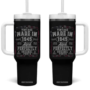 Vintage 1945 Tumbler With Handle Aged Perfectly 80th Birthday Gift American Flag TS10 One Size: 40 oz Black Print Your Wear