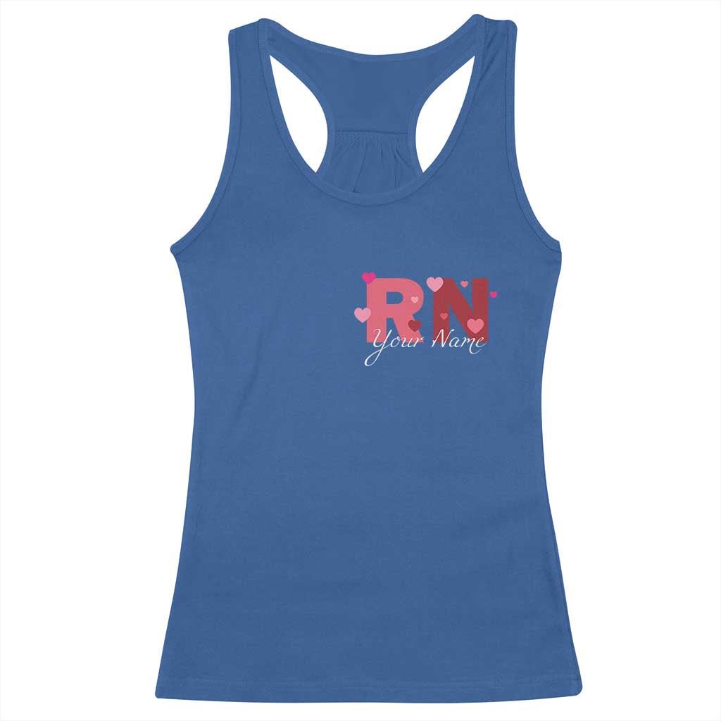 Personalized Registered Nurse Racerback Tank Top Custom Name Cute Nurse Gift Valentines Day Heart TS10 Royal Blue Print Your Wear