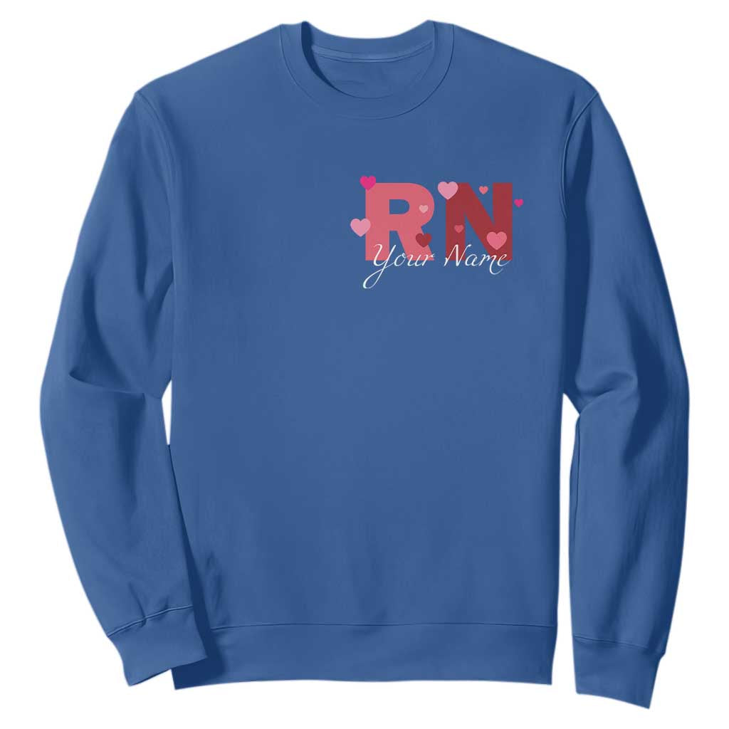 Personalized Registered Nurse Sweatshirt Custom Name Cute Nurse Gift Valentines Day Heart TS10 Royal Blue Print Your Wear
