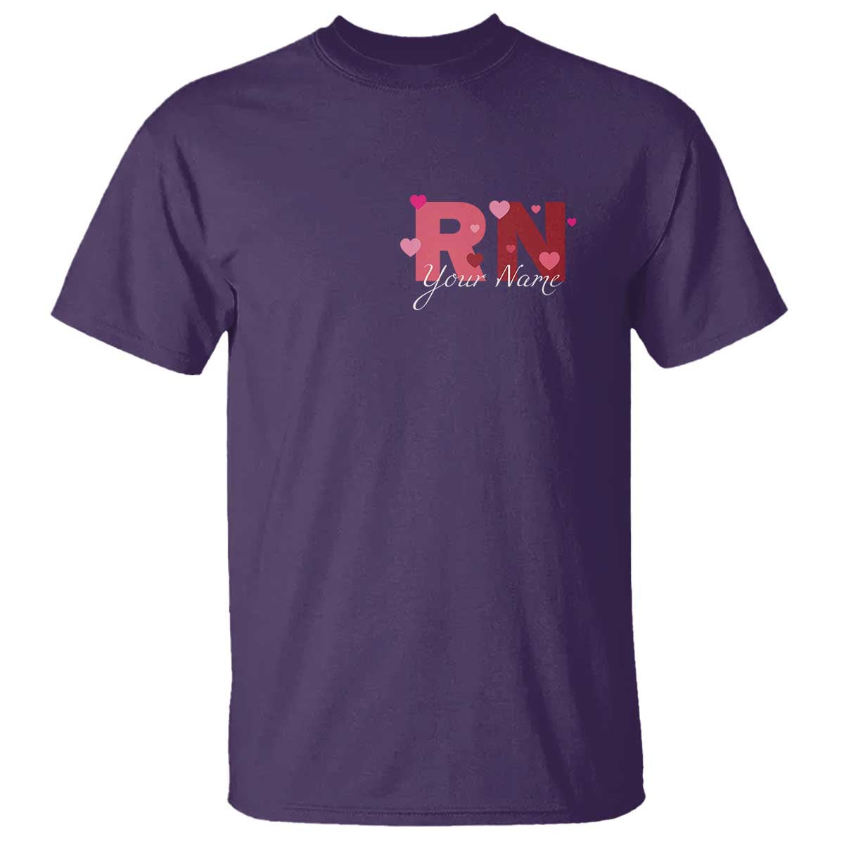 Personalized Registered Nurse T Shirt Custom Name Cute Nurse Gift Valentines Day Heart TS10 Purple Print Your Wear