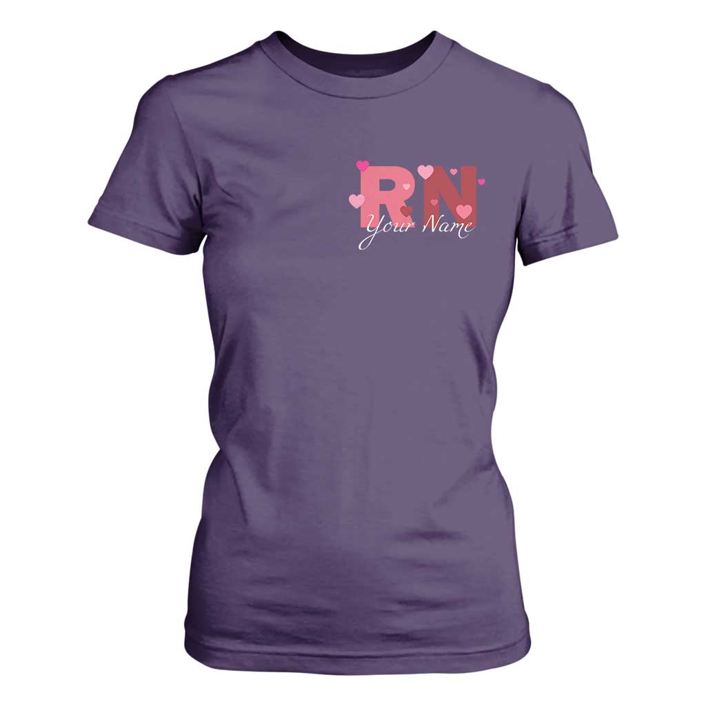 Personalized Registered Nurse T Shirt For Women Custom Name Cute Nurse Gift Valentines Day Heart TS10 Purple Print Your Wear