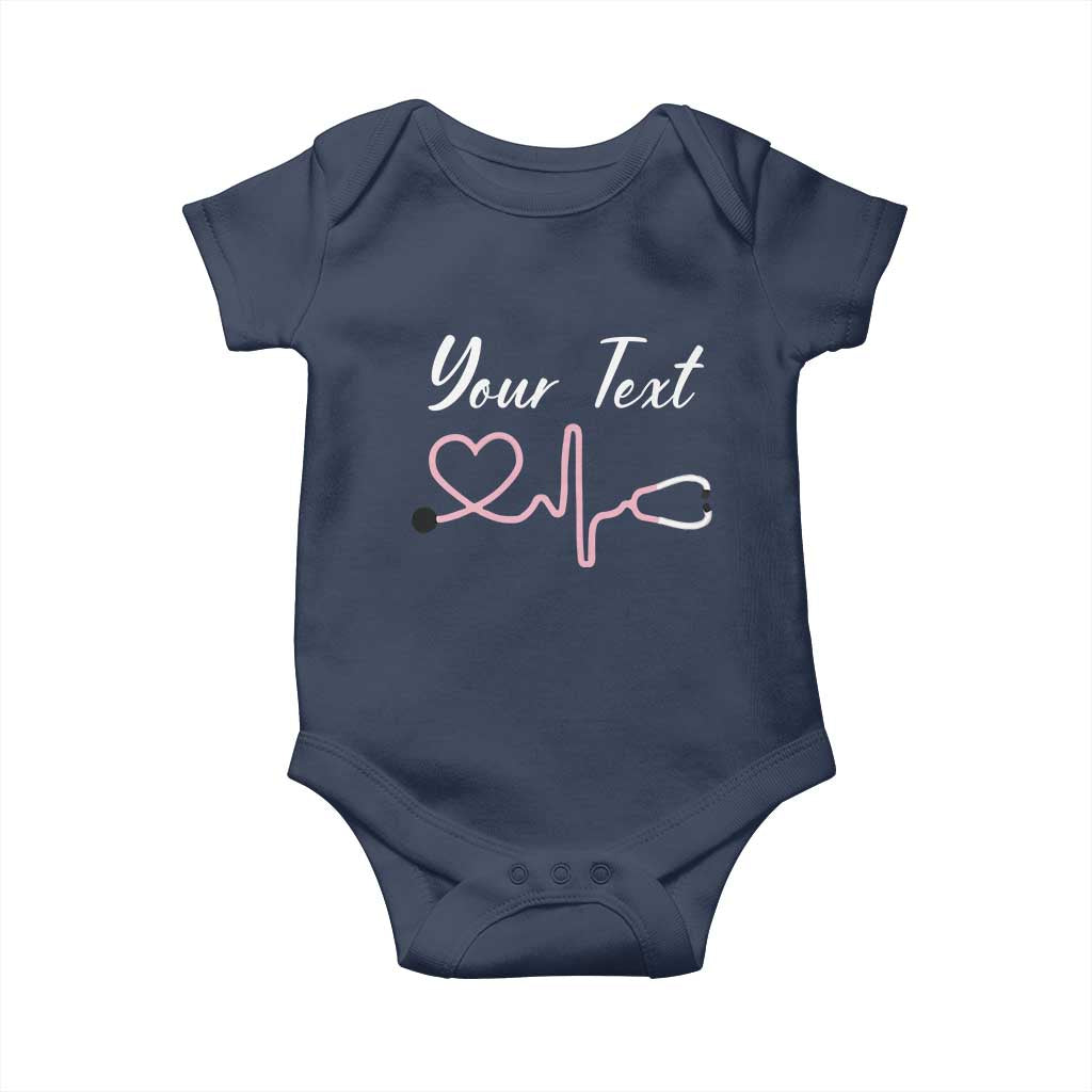 Personalized Nurse Baby Onesie Custom Name Nurse Gift Heartbeat Valentines Day Heart TS10 Navy Print Your Wear