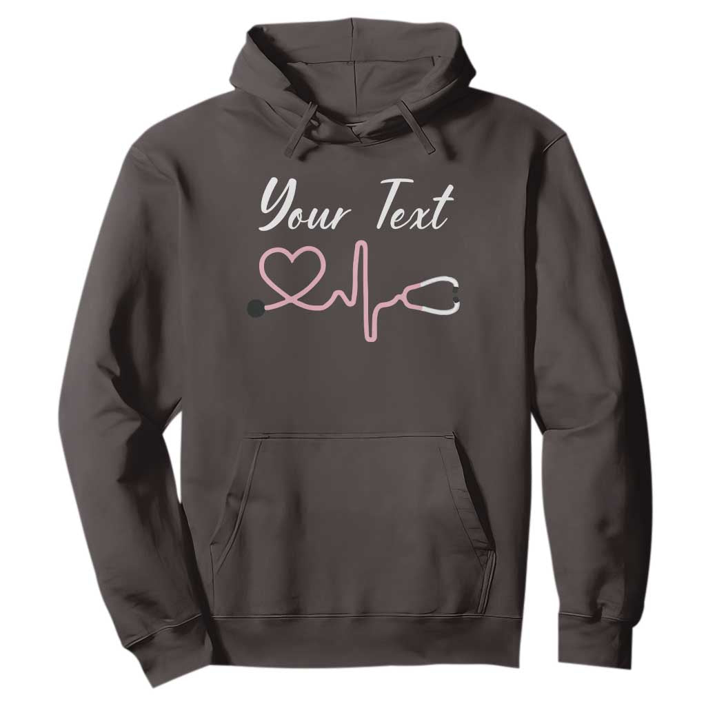 Personalized Nurse Hoodie Custom Name Nurse Gift Heartbeat Valentines Day Heart TS10 Dark Chocolate Print Your Wear