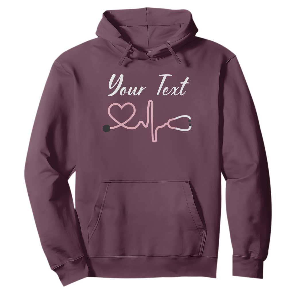 Personalized Nurse Hoodie Custom Name Nurse Gift Heartbeat Valentines Day Heart TS10 Maroon Print Your Wear