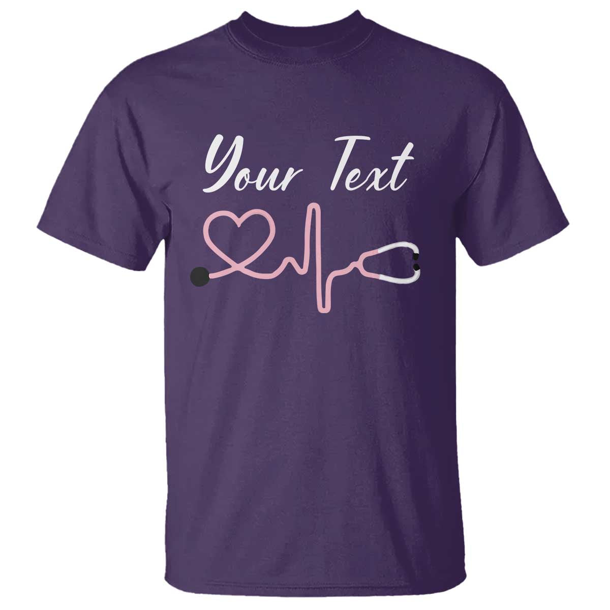 Personalized Nurse T Shirt Custom Name Nurse Gift Heartbeat Valentines Day Heart TS10 Purple Print Your Wear