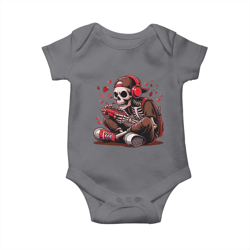 Valentine Skeleton Gamer Baby Onesie Video Gaming Kids Boys TS10 Charcoal Print Your Wear