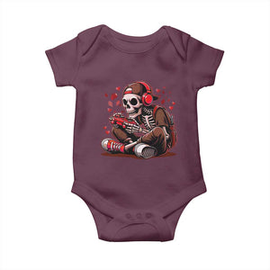 Valentine Skeleton Gamer Baby Onesie Video Gaming Kids Boys TS10 Maroon Print Your Wear