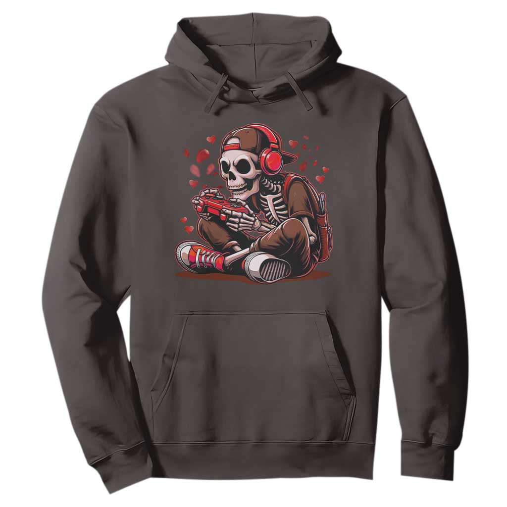 Valentine Skeleton Gamer Hoodie Video Gaming Kids Boys TS10 Dark Chocolate Print Your Wear