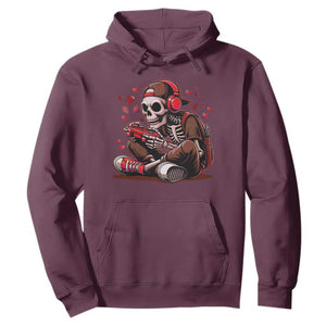 Valentine Skeleton Gamer Hoodie Video Gaming Kids Boys TS10 Maroon Print Your Wear