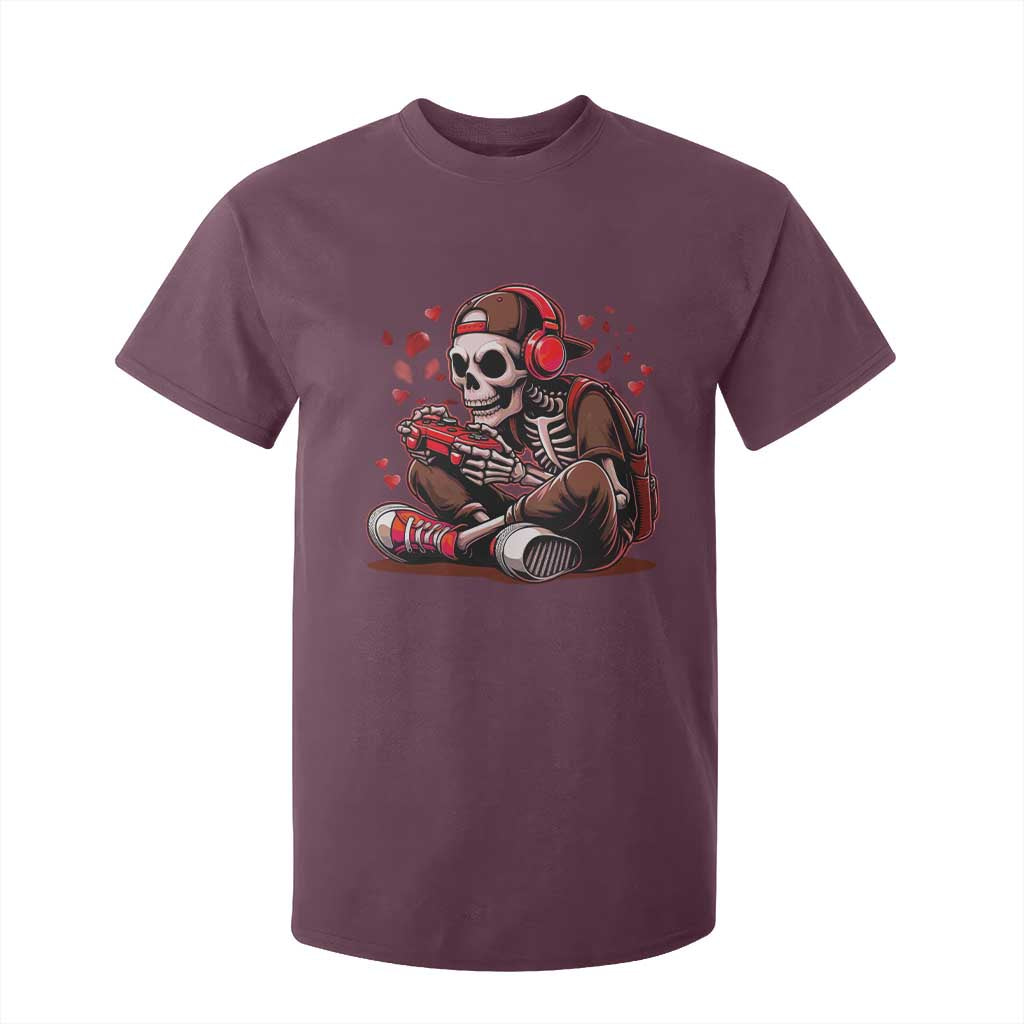 Valentine Skeleton Gamer T Shirt For Kid Video Gaming Kids Boys TS10 Maroon Print Your Wear