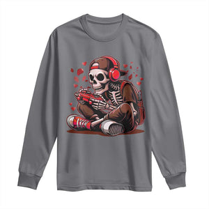 Valentine Skeleton Gamer Long Sleeve Shirt Video Gaming Kids Boys TS10 Charcoal Print Your Wear