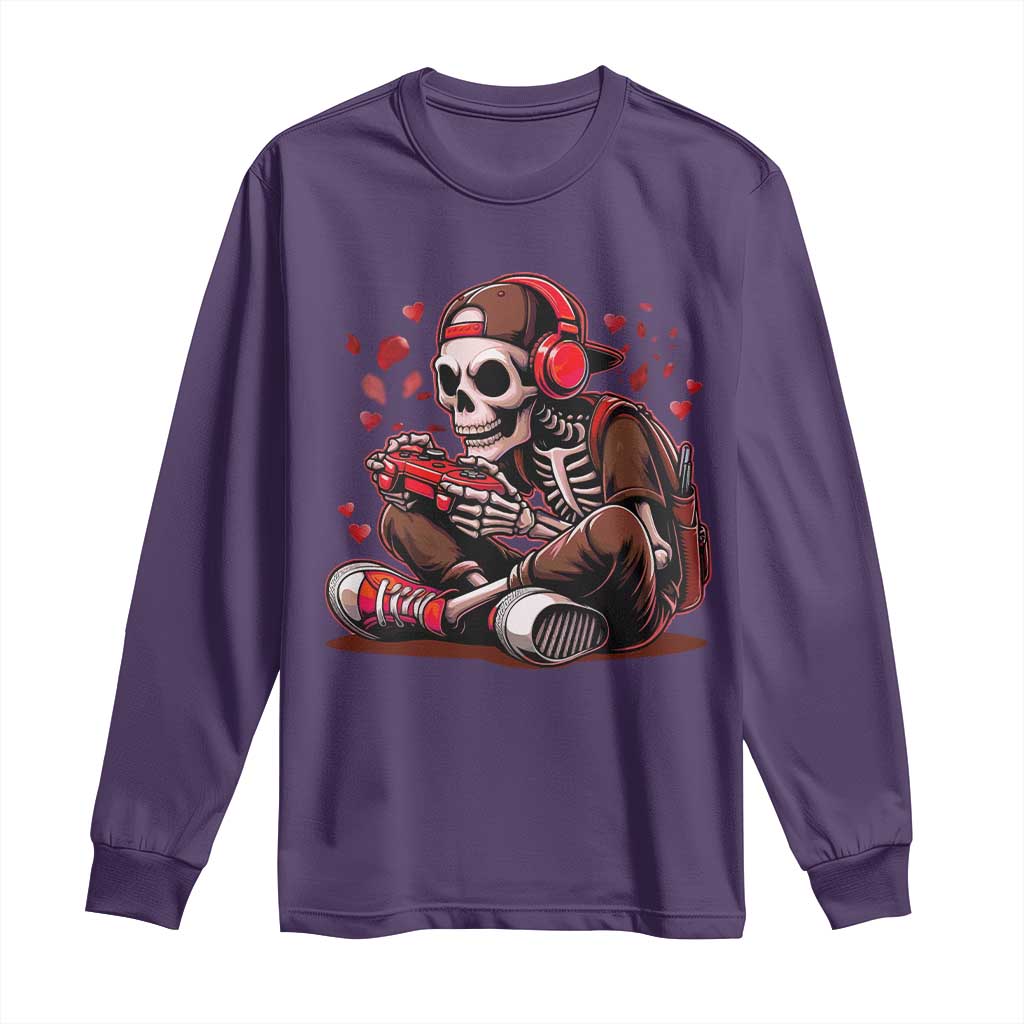 Valentine Skeleton Gamer Long Sleeve Shirt Video Gaming Kids Boys TS10 Purple Print Your Wear