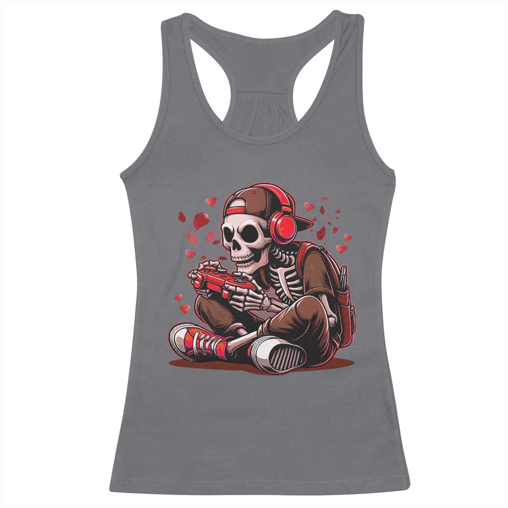 Valentine Skeleton Gamer Racerback Tank Top Video Gaming Kids Boys TS10 Charcoal Print Your Wear