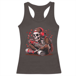 Valentine Skeleton Gamer Racerback Tank Top Video Gaming Kids Boys TS10 Dark Chocolate Print Your Wear