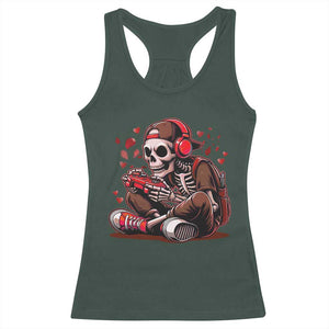 Valentine Skeleton Gamer Racerback Tank Top Video Gaming Kids Boys TS10 Dark Forest Green Print Your Wear