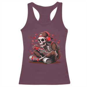 Valentine Skeleton Gamer Racerback Tank Top Video Gaming Kids Boys TS10 Maroon Print Your Wear