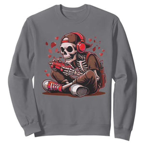 Valentine Skeleton Gamer Sweatshirt Video Gaming Kids Boys TS10 Charcoal Print Your Wear