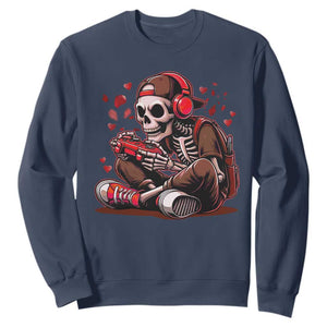 Valentine Skeleton Gamer Sweatshirt Video Gaming Kids Boys TS10 Navy Print Your Wear