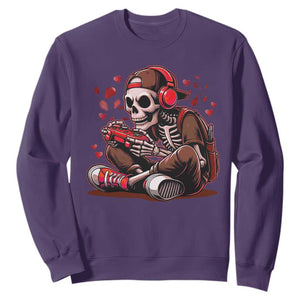 Valentine Skeleton Gamer Sweatshirt Video Gaming Kids Boys TS10 Purple Print Your Wear