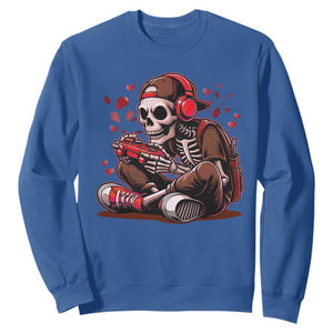 Valentine Skeleton Gamer Sweatshirt Video Gaming Kids Boys TS10 Royal Blue Print Your Wear