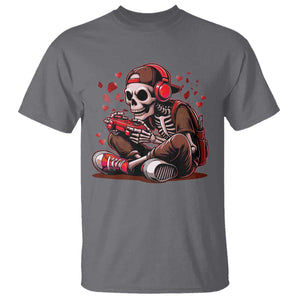 Valentine Skeleton Gamer T Shirt Video Gaming Kids Boys TS10 Charcoal Print Your Wear