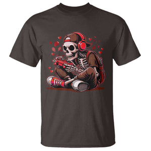 Valentine Skeleton Gamer T Shirt Video Gaming Kids Boys TS10 Dark Chocolate Print Your Wear