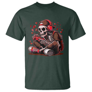 Valentine Skeleton Gamer T Shirt Video Gaming Kids Boys TS10 Dark Forest Green Print Your Wear