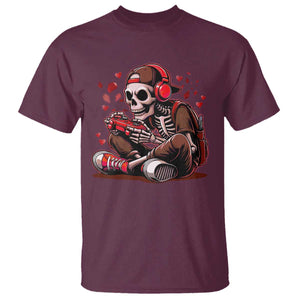 Valentine Skeleton Gamer T Shirt Video Gaming Kids Boys TS10 Maroon Print Your Wear