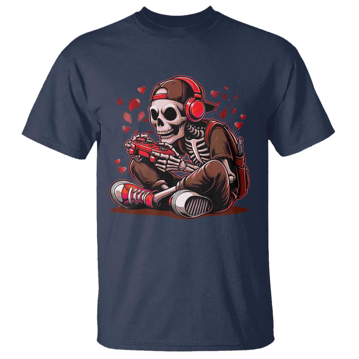 Valentine Skeleton Gamer T Shirt Video Gaming Kids Boys TS10 Navy Print Your Wear
