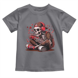 Valentine Skeleton Gamer Toddler T Shirt Video Gaming Kids Boys TS10 Charcoal Print Your Wear