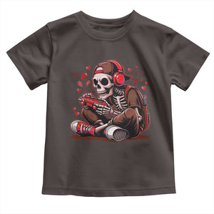 Valentine Skeleton Gamer Toddler T Shirt Video Gaming Kids Boys TS10 Dark Chocolate Print Your Wear
