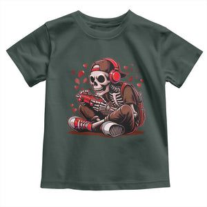 Valentine Skeleton Gamer Toddler T Shirt Video Gaming Kids Boys TS10 Dark Forest Green Print Your Wear