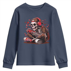 Valentine Skeleton Gamer Youth Sweatshirt Video Gaming Kids Boys TS10 Navy Print Your Wear