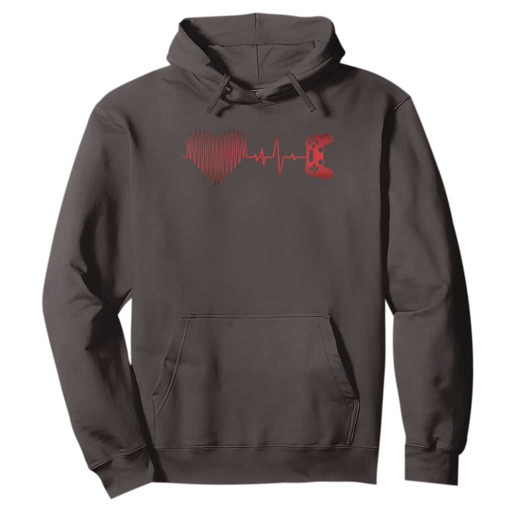 Valentine Gamer Hoodie Heartbeat Video Games Gaming Boys TS10 Dark Chocolate Print Your Wear