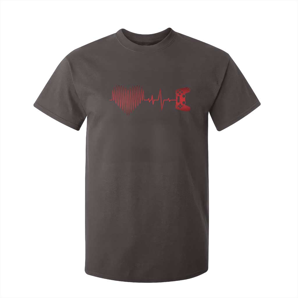 Valentine Gamer T Shirt For Kid Heartbeat Video Games Gaming Boys TS10 Dark Chocolate Print Your Wear