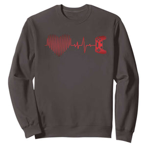 Valentine Gamer Sweatshirt Heartbeat Video Games Gaming Boys TS10 Dark Chocolate Print Your Wear