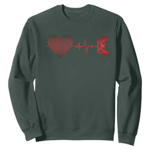 Valentine Gamer Sweatshirt Heartbeat Video Games Gaming Boys TS10 Dark Forest Green Print Your Wear