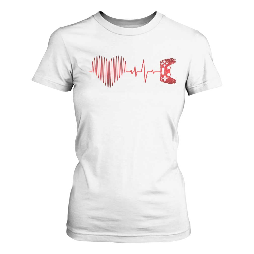 Valentine Gamer T Shirt For Women Heartbeat Video Games Gaming Boys TS10 White Print Your Wear