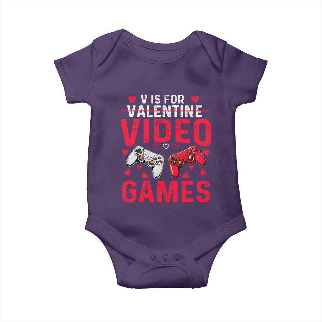 Funny Valentines Gamer Baby Onesie V is for Video Games TS10 Purple Print Your Wear