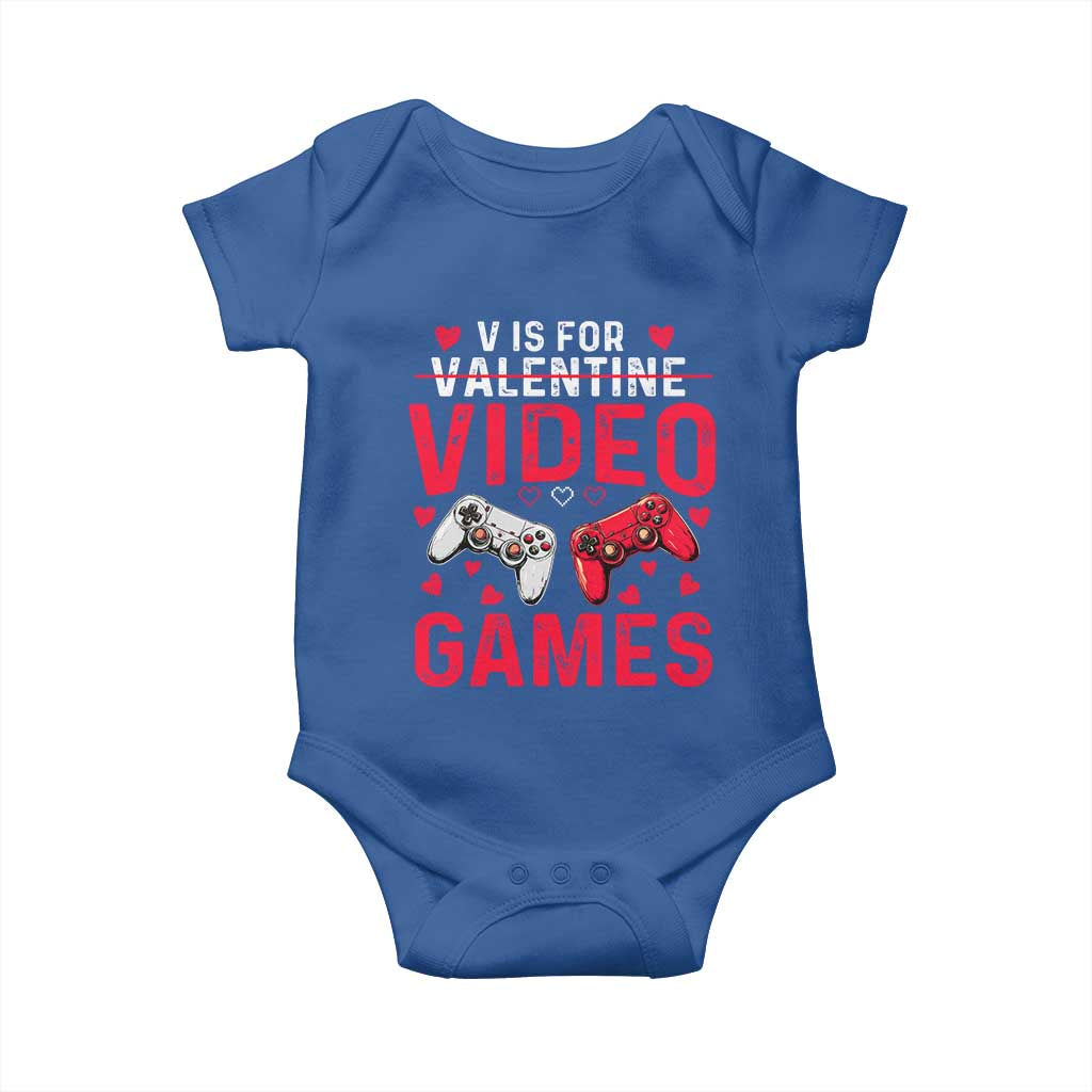 Funny Valentines Gamer Baby Onesie V is for Video Games TS10 Royal Blue Print Your Wear