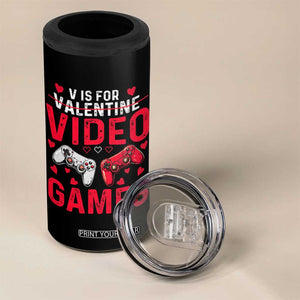 Funny Valentines Gamer 4 in 1 Can Cooler Tumbler V is for Video Games TS10 Print Your Wear