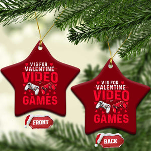 Funny Valentines Gamer Ceramic Ornament V is for Video Games TS10 Print Your Wear