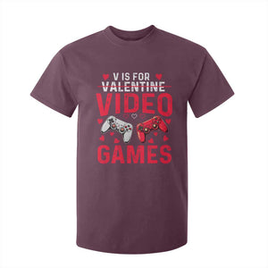 Funny Valentines Gamer T Shirt For Kid V is for Video Games TS10 Maroon Print Your Wear