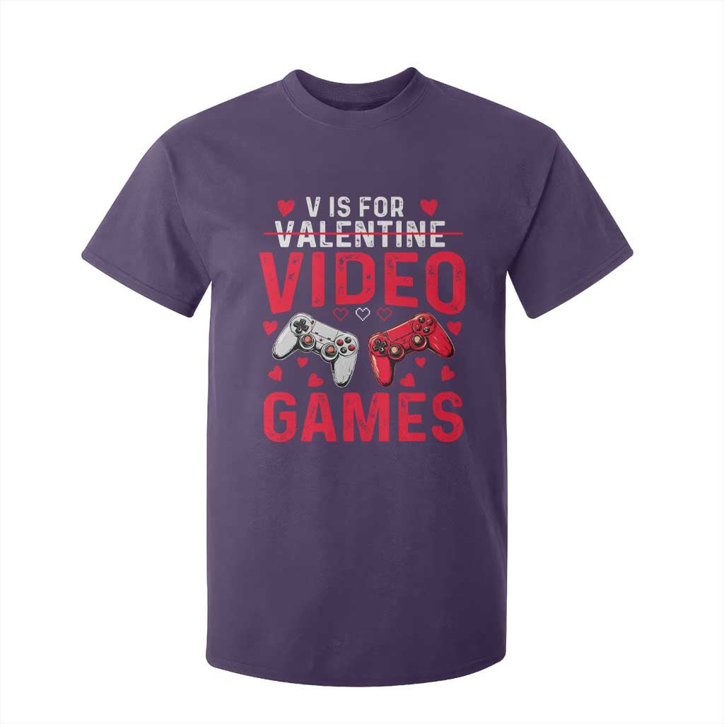 Funny Valentines Gamer T Shirt For Kid V is for Video Games TS10 Purple Print Your Wear