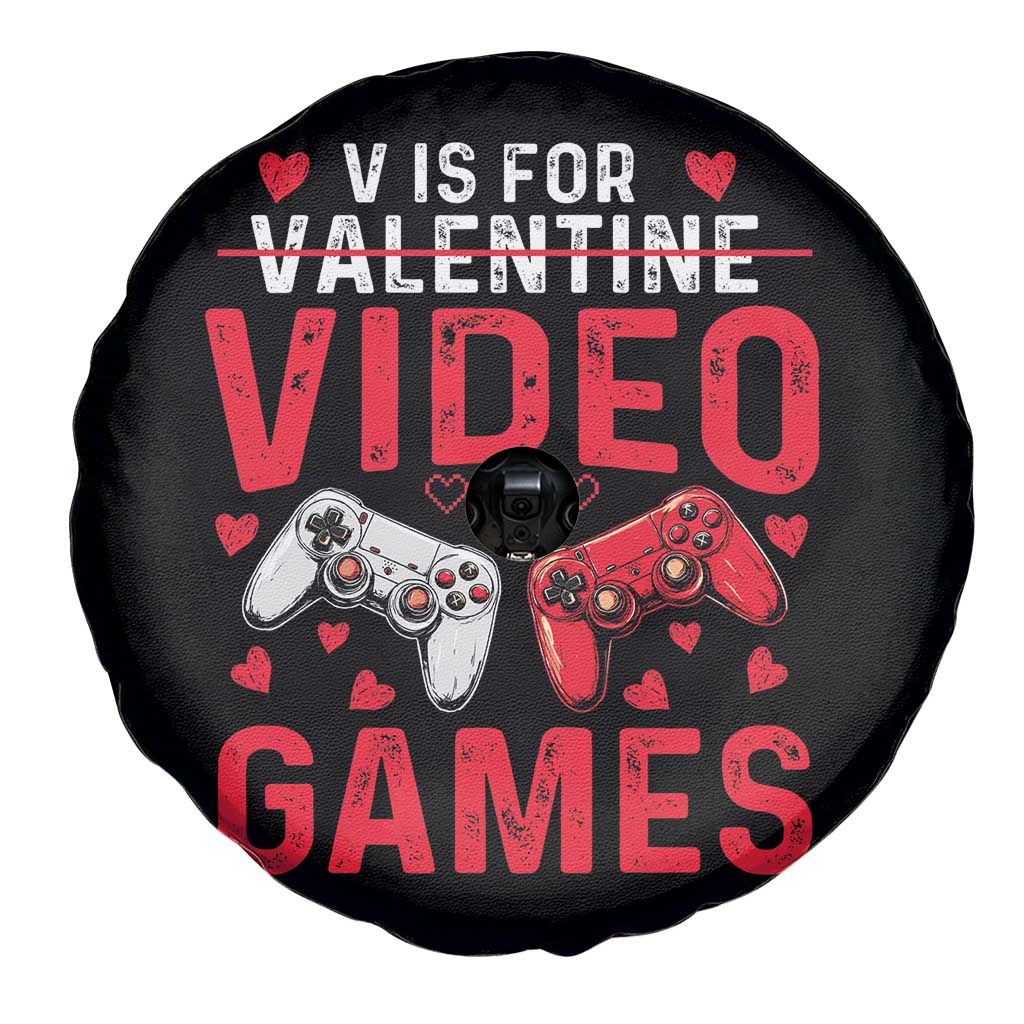Funny Valentines Gamer Spare Tire Cover V is for Video Games TS10 Print Your Wear