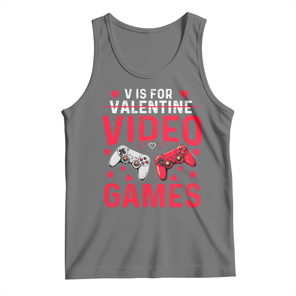 Funny Valentines Gamer Tank Top V is for Video Games TS10 Black Heather Print Your Wear