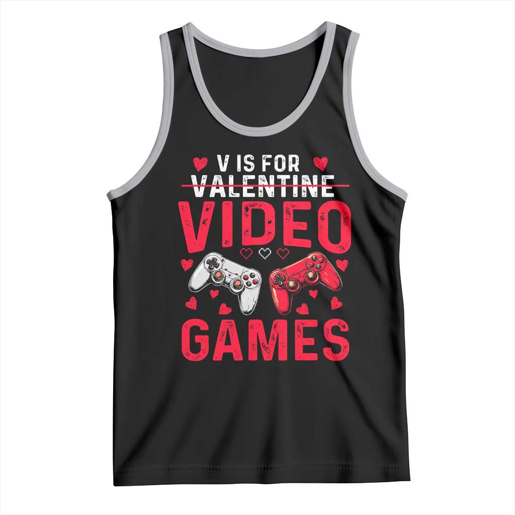 Funny Valentines Gamer Tank Top V is for Video Games TS10 Black Athletic Heather Print Your Wear